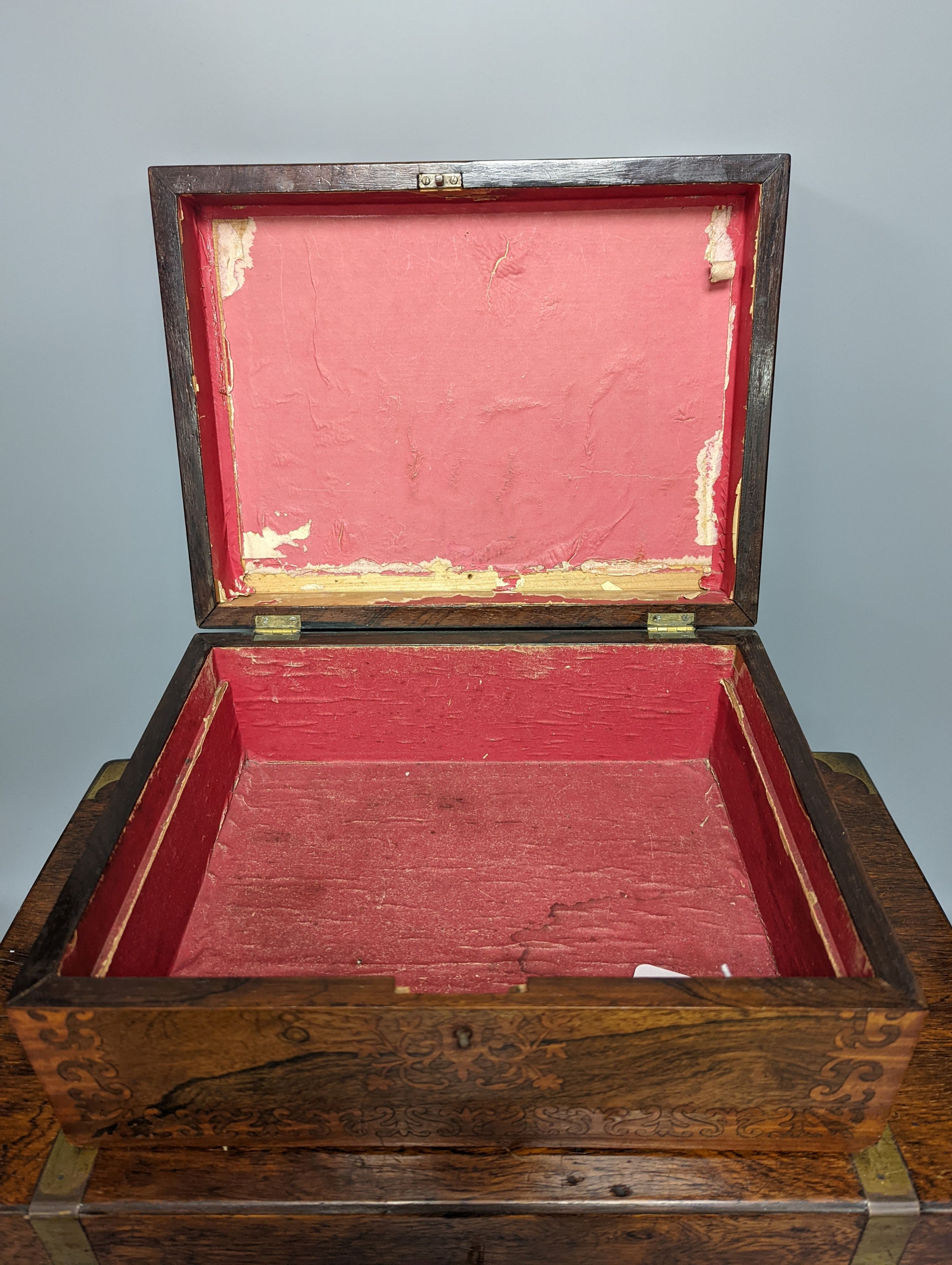 A Victorian rosewood writing slope and two other 19th century boxes, Writing slope 45cm x 18cm